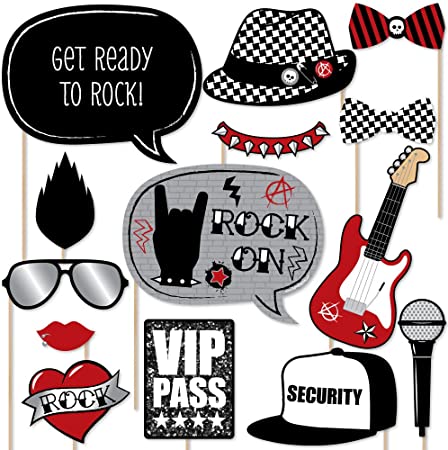 Big Dot of Happiness Party Like a Rockstar - Photo Booth Props Kit - 20 Count