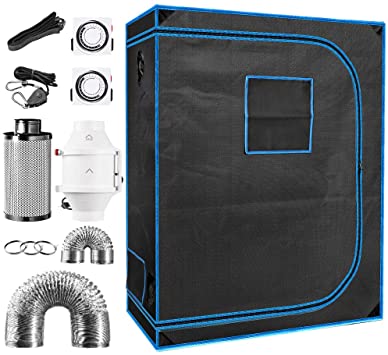 48" x 24" x 64" Indoor Plant Grow Tent Complete Kit, Hydroponics Tent System with 4" Inline Fan   Carbon Filter   Ducting Combos   Timer   Hangers …