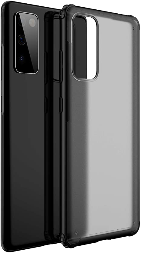 Galaxy S20 Fe Case [Frosting Transparent Back] Soft TPU [Shock Absorption] Slim Lightweight Shockproof Cover Hybrid Protective Case Compatible with Samsung Galaxy S20 Fe 5G (Black, Galaxy S20 Fe)