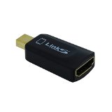 LinkS smallest Mini DisplayPort  Thunderbolt to HDMI Male to Female Adapter in black