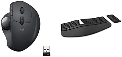 Logitech® MX Ergo Advanced Wireless Trackball for Windows PC and Mac (910-005177) Bundle with Microsoft Sculpt Ergonomic Keyboard for Business (5KV-00001)