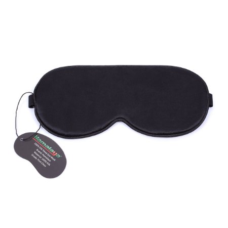 Hamalaya Natural Silk Sleep Mask Blindfold Super Soft Eyeshade Eye Mask with Satin Carry Pouch for Travel Relaxing Flight Shift Workers and Fast Asleep Black