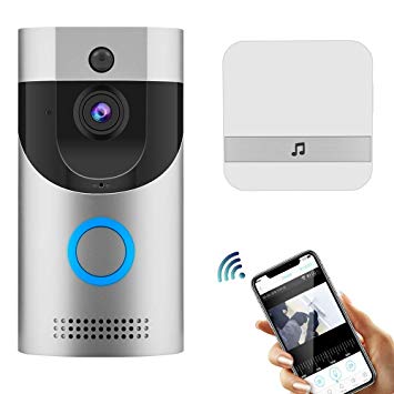 UOON Wireless Doorbell 720 HD Video Two-Way Talk WiFi-Connected, PIR Motion Detection, IR Night Vision Support iOS, Android, Windows, Silver White