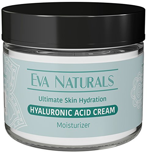 Hyaluronic Acid Moisturizing Cream by Eva Naturals - Best Facial Moisturizer - Retinol, Vitamin B, C & E, CoQ10 & Green Tea - Anti-Aging: Reduces Dry Skin, Fine Lines & Wrinkles - Stimulates Collagen