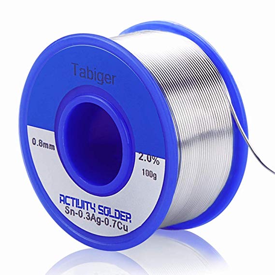 TABIGER Solder Wire, Lead Free Solder Rosin Core Tin Wire 97Sn-2Rosin-0.7Cu-0.3Ag, 0.8mm, 100g