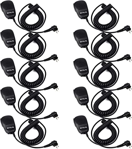 Retevis Shoulder Speaker Microphone 2 Pin Walkie Talkies Mic 3.5mm Audio Jack Compatible with Motorola CP200 GP300 GP2000 P100 CP100 CLS1110 2 Way Radio (10 Pack)