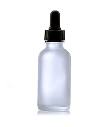 1 oz Frosted Glass Boston Round Bottle w/Black Glass Dropper Pack of 12
