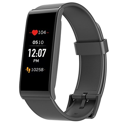 MyKronoz ZeFit4 HR Fitness Activity Tracker with Heart Rate Monitoring, Color Touchscreen & Smart Notifications - Black/Black