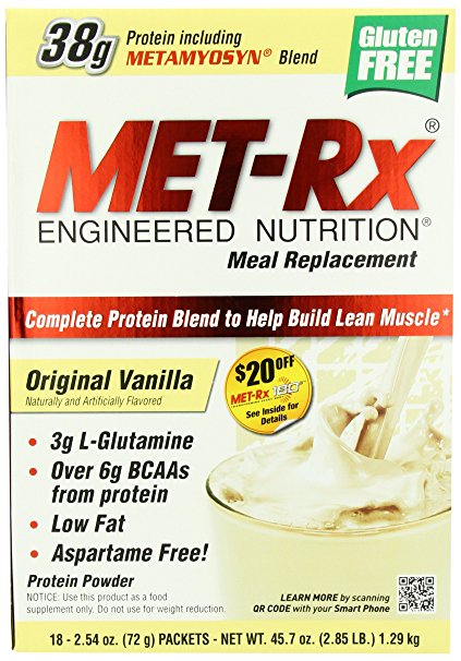 MET-Rx Original Meal Replacement Original Vanilla, 18 count (2.54 ounce packets)