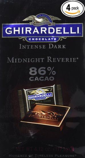Ghirardelli Chocolate Intense Dark Squares, Midnight Reverie, 4.12 oz., (Pack of 4)