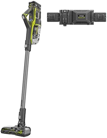 RYOBI 18-Volt ONE  Brushless Stick Vacuum Cleaner Kit w/ 4.0 Ah Lithium-Ion High Capacity Battery and EVERCHARGE Rapid Charger