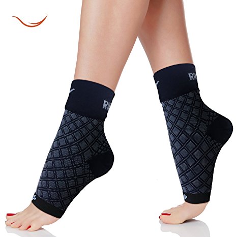 Rikedom Sports (1 Pair) Best Plantar Fasciitis Foot Sleeves Graduated Compression Heel Arch Ankle Sleeves Socks Brace Plantar Sock for Men and Women, Reduce Ankle Swelling Ankle Spur Blood Circulation