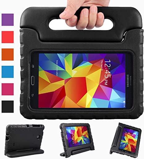 NEWSTYLE Shockproof Light Weight Kids Case with Protection Cover Handle and Stand for Samsung Galaxy Tab 4 7-inch, SM-T230, SM-T231, SM-T235 - Black (Not Fit Other Models)