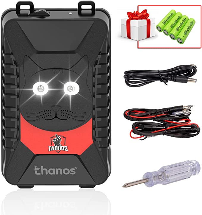 Thanos Ultrasonic Pest Repeller Under Hood Mouse Repellent for Cars Indoor or Outdoor with LED Strobe Lights, Rodent Repellent Defense Vehicle Protection & USB Rechargeble 12V 24V Car Truck RV, Black