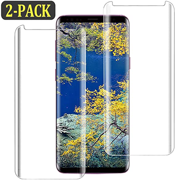 S9 Plus Screen Protector, (2-Pack) Tempered Glass Screen Protector[3D Curved][9H Hardness][Force Resistant Up to 11 Pounds][Easy to Install][Case Friendly] Compatible for S9 Plus
