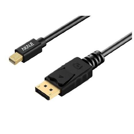 Akale Mini DisplayPort to DisplayPort Cable 4K Resolution Gold Plated Thunderbolt Cables Mini DP to DP 1.2 6ft Black