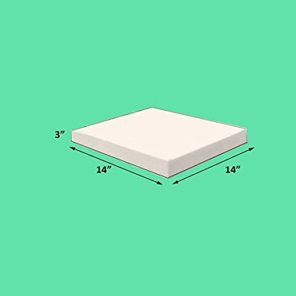 3" X 14" X 14" High Density Upholstery Foam Firm Foam Soft Support (Chair Cushion Square Foam Pad for Sofa Seat Bench Cushion Replacement)