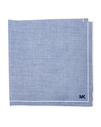 Michael Kors Men's Chambray Pocket Square Handkerchief, Blue