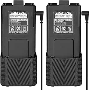 BAOFENG BL-5 3800mAh Extended Battery Walkie Talkie UV-5R BF-8HP UV-5RX3 RD-5R UV-5RTP UV-5R MK2 MK3X MK5 Plus Etc(2Pack 3800mAh Battery  USB Charger Cable) (1)