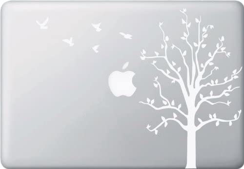 Apple Tree with Birds - MacBook or Laptop Decal (White)