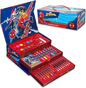 Marvel Art Supplies for Kids Art Set Avengers Painting Colouring Sets for Children Crayons Paints Markers Iron Man Captain America Hulk Art Case (Multicolor Spiderman)