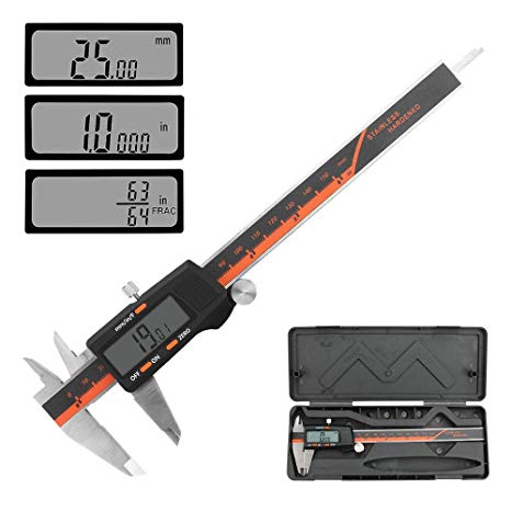 Allnice Digital Caliper 0-6" Vernier Caliper Digital Electronic Gauge Micrometer Measuring Tool with Large LCD Screen and Stainless Steel Body, Millimeter/Inch/Fraction Conversion