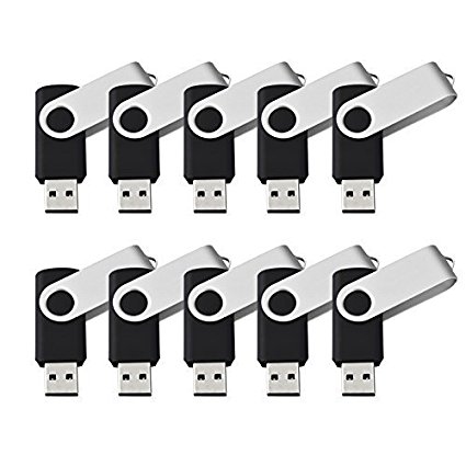 KEXIN 10pcs 4GB USB Flash Drive USB 2.0 Flash Drive USB Drive Thumb Stick Flash Memory Drive Swivel Pen Drive Black