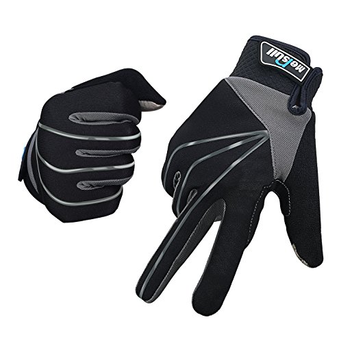 Mersuii Cycling Gloves, Full Finger Touch Screen Mountain Biking Gloves, Anti-Skid Thick Palm Pad Winter Cold Weather Bike Gloves for Men and Women