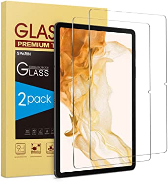 SPARIN [2 Pack] Screen Protector Compatible with Samsung Galaxy Tab S8 Plus/Tab S7 FE 5G 2021/Tab S7 Plus (12.4 Inch), S-Pen Supported, Tempered Glass