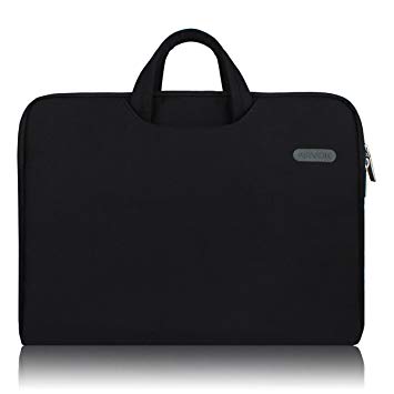 Arvok 15 15.6 inch Water-resistant Canvas Fabric Laptop Sleeve Bag with Handle and Zipper Pocket Notebook, Ultrabook, Chomebook, Macbook, Tablet Carrying Briefcase for Acer/Asus/Dell/Lenovo/HP/Samsung (Black)