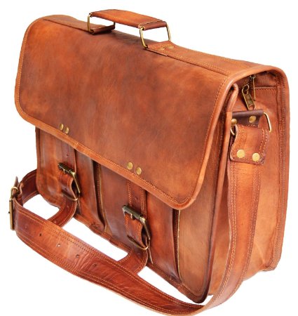 Jaald Leather Messenger Satchel Shoulder 13 15.6 17" Laptop Bag Briefcase office bag for Men Women