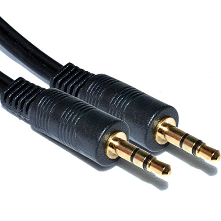 3.5mm Male Stereo Jack To Jack Audio Cable Gold 1meter Lead (1.0 M, BLACK)