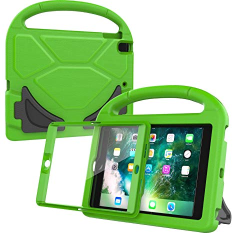 AVAWO Kids Case Built-in Screen Protector for New iPad 9.7" 2018 & 2017 - Shockproof Case with Handle for iPad 9.7 Inch (2018 6th Gen) & 2017 5th Generation - Green
