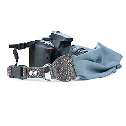 Camera Shoulder Neck Strap, Sugelary Vintage Fabric Satin Scarf Camera Strap for All DSLR Camera Nikon Canon Sony Pentax (Grey)