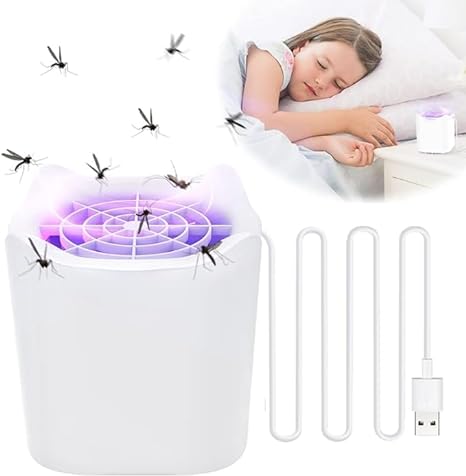 Mata Mosquitos, Eliminador de Mosquitos con Lámpara UV, Eliminador de Insectos con USB, Succionador Mata Mosquitos con Luz de 180° Eliminador de Insectos Voladores para Interiores y Exteriores