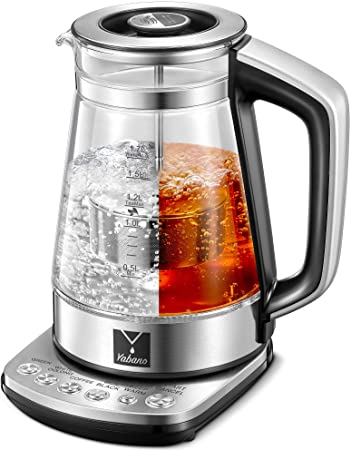 Electric Glass Kettle, 1.7L Smart Tea Maker with Temperature Control, Keep Warm Function, Auto Shut-off, Water Boiler with Removable Tea Infuser, Boil Dry Protection, BPA Free, 1500W Fast Boiling