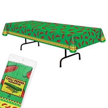 Beistle 57301 Chili Pepper Tablecover, 54 by 108-Inch