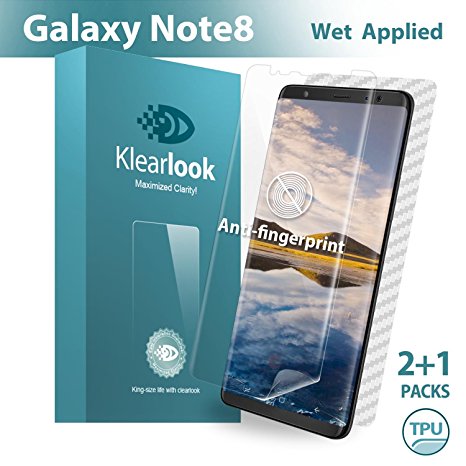 Klearlook for Galaxy Note 8 Screen Protector [Fingerprint-Killer Series][Case-Friendly Version] 2-MATTE/ANTI-GLARE TPU Screen Protector Film for Front   1-Carbon Fibre Skin Sticker Protector for Back