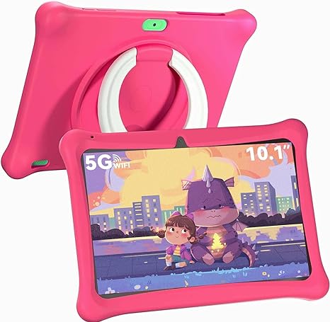 SGIN Android 12 Tablet for Kids, 10 Inch Kids Tablet, 2GB 64GB Kids Tablets, with Case, WiFi, Dual Camera, iWawa Pre Installed, Educational Games, Parental Control APP (Pink)