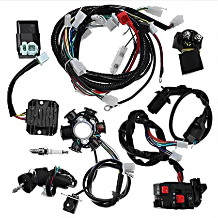 Complete Electric Wiring Harness Wire Magneto Stator for GY6 4-Stroke Engine 125cc 150cc Pit Bike Scooter ATV Quad