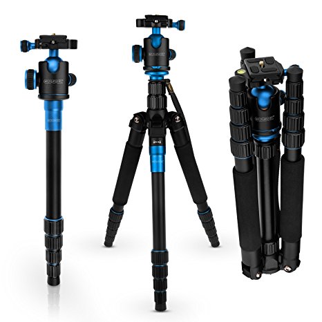 Caseflex Premium Alloy Professional Tripod Stand With Ball Head Mount for Digital Camera / Camcorder / DSLR / SLR / Video Cameras (Black & Blue)