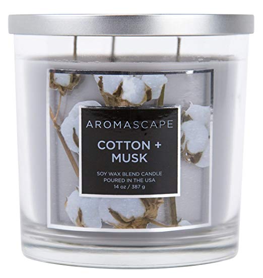 Aromascape 3-Wick Scented Jar Candle, Cotton & Musk
