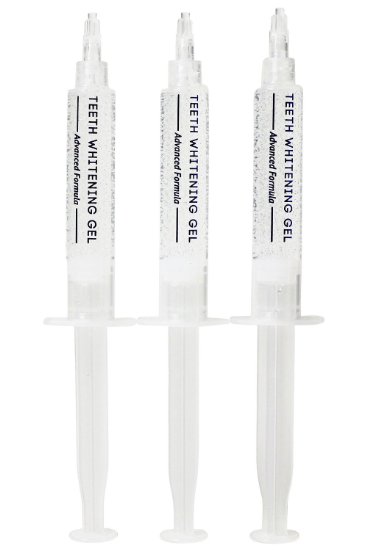 AuraGlow Teeth Whitening Non Peroxide Gel Syringes, Peroxide Free Formula, (3) 5ml Syringes, 30  Treatments