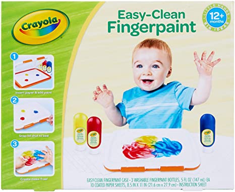 Crayola Washable Finger Paint Station, Less Mess Finger Paints for Toddlers, Kids Gift