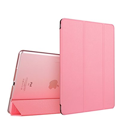 iPad Air 2 Case, ESR Smart Case Cover [Synthetic Leather] Translucent Frosted Back Magnetic Cover with Auto Sleep/Wake Function [Ultra Slim][Light Weight] (Sweet Pink)