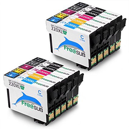 FreeSUB 2 Set 2 Black Replacement For Epson 220XL Ink Cartridges High Yield Compatible With Epson WF-2660 XP-420 WF-2650 WF-2630 XP-320 XP-424 WF-2750 WF-2760 Printer