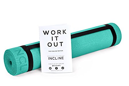 Incline Fit Lightweight and Comfortable High Density Memory Foam 1/4-Inch Thick Yoga Mat, Seafoam