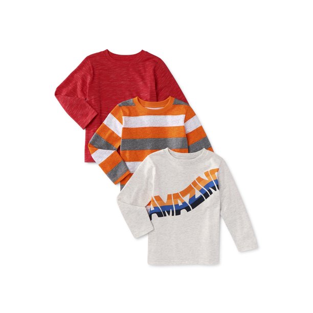 Garanimals Toddler Boy Long Sleeve Graphic T-Shirts, 3-Pack