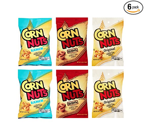 Corn Nuts Classic Flavors 4oz Size - 2 of Each Original, BBQ and Ranch (Pack of 6)