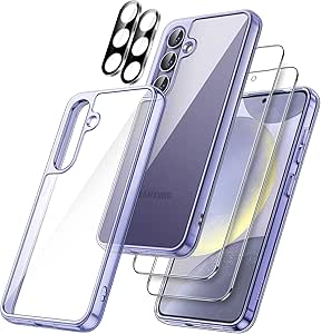 JETech 5 in 1 Case for Samsung Galaxy S24 5G with 2-Pack Each Tempered Glass Screen Protector and Camera Lens Protector, Non-Yellowing Shockproof Bumper Phone Cover (Cobalt Violet)